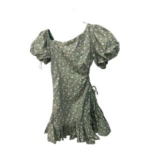 MAble Elina puff sleeve green floral mini dress NWT size M